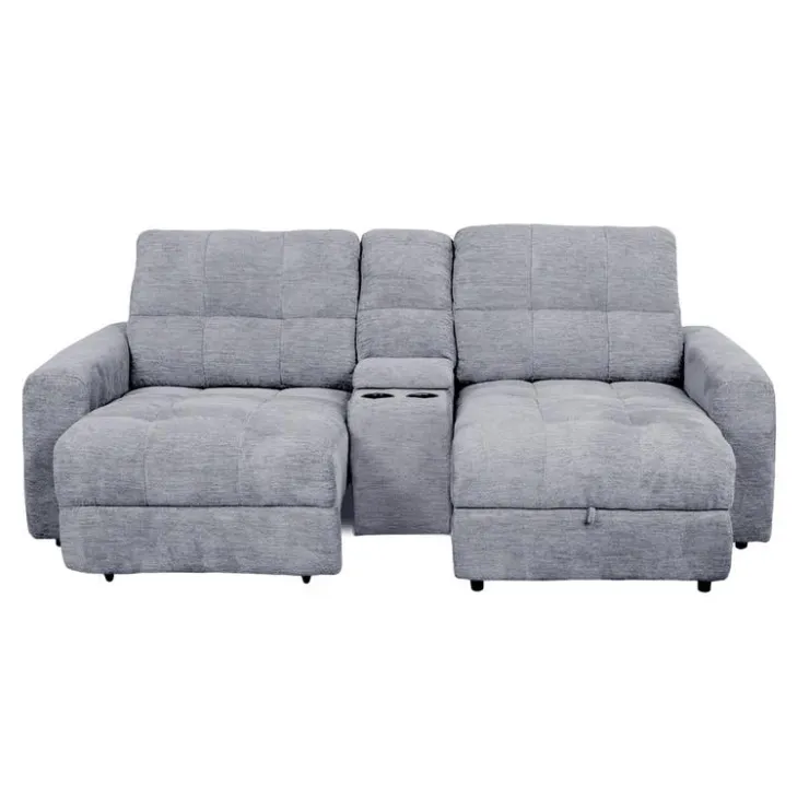 Power Modular Loveseat with Left-Side slider, Right-Side Chaise with Storage, and Console - 3 pcs Grey Best