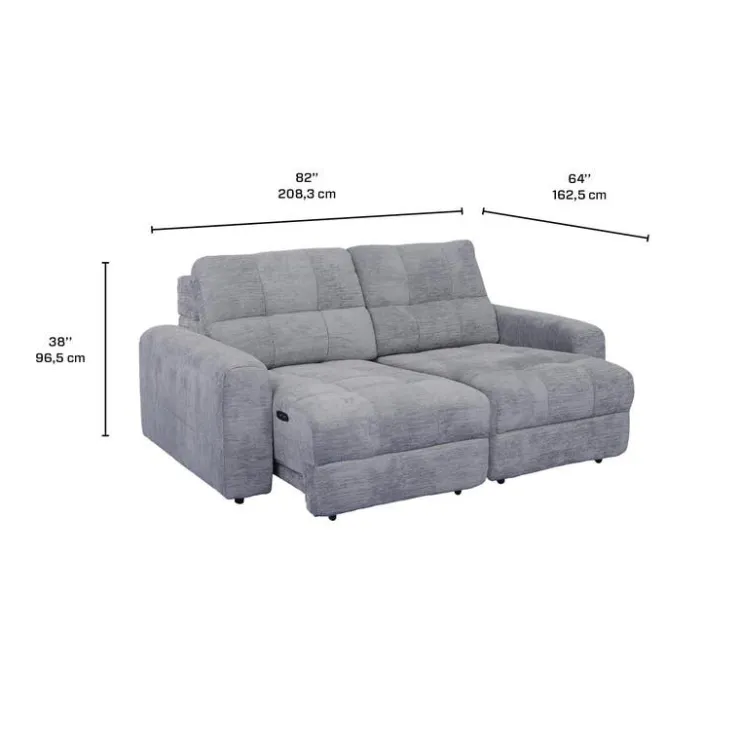 Power Modular Loveseat with Sliders - 2 pcs Grey Clearance