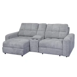 Power Modular Loveseat with Right-Side slider, Left-Side Chaise with Storage, and Console - 3 pcs Grey