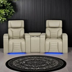 Power Modular Reclining Loveseat with Massage, Heat, and Angular Console - 3 pcs BEIGE New