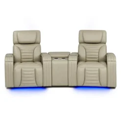 Power Modular Reclining Loveseat with Massage, Heat, and Angular Console - 3 pcs BEIGE New