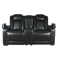 Power Modular Reclining Loveseat and Console with Cup Holders - 3 pcs Black Clearance