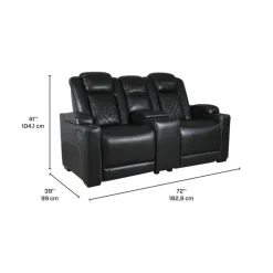 Power Modular Reclining Loveseat and Console with Cup Holders - 3 pcs Black Clearance