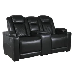 Power Modular Reclining Loveseat and Console with Cup Holders - 3 pcs Black Clearance
