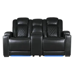 Power Modular Reclining Loveseat and Console with Cup Holders - 3 pcs Black Clearance