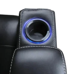 Power Modular Reclining Loveseat and Console with Cup Holders - 3 pcs Black Clearance