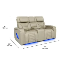 Power Modular Reclining Loveseat with Massage, Heat, and Console - 3 pcs BEIGE New
