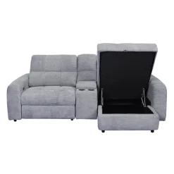 Power Modular Reclining Loveseat, Right-Side Chaise with Storage, and Console - 3 pcs Grey Sale
