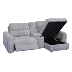 Power Modular Reclining Loveseat, Right-Side Chaise with Storage, and Console - 3 pcs Grey Sale