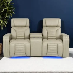 Power Modular Reclining Loveseat with Massage, Heat, and Angular Console - 3 pcs BEIGE New