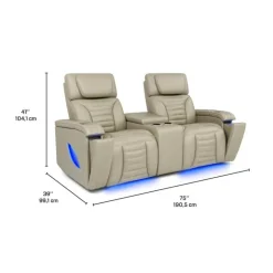 Power Modular Reclining Loveseat with Massage, Heat, and Angular Console - 3 pcs BEIGE New