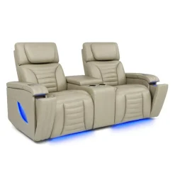 Power Modular Reclining Loveseat with Massage, Heat, and Angular Console - 3 pcs BEIGE New
