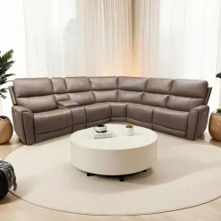 Power Modular Reclining Sectional with Console - 6 pcs Cappuccino Best
