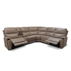 Power Modular Reclining Sectional with Console - 6 pcs Cappuccino Best