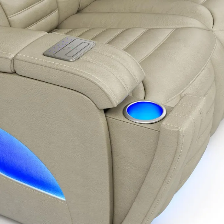 Power Modular Reclining Sofa with Massage, Heat, and Angular Consoles - 7 pcs BEIGE Sale