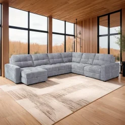 Power Modular Reclining Sectional with 2 Sliders and Left-Side Chaise with Storage - 6 pcs Grey Hot