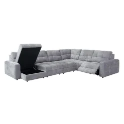 Power Modular Reclining Sectional with 2 Sliders and Left-Side Chaise with Storage - 6 pcs Grey Hot