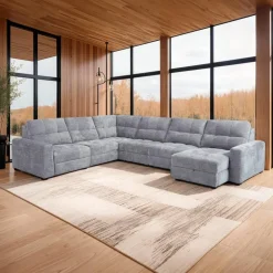 Power Modular Reclining Sectional with 2 Sliders and Right-Side Chaise with Storage - 6 pcs Grey Sale