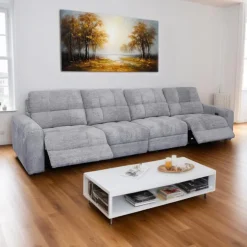 Power Modular Reclining Sofa - 4 pcs Grey Outlet