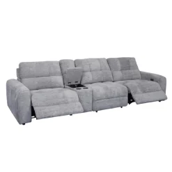Power Modular Reclining Sofa and Console - 4 pcs Grey Best