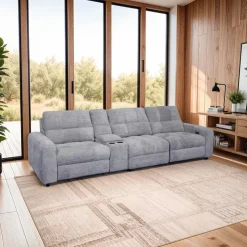 Power Modular Reclining Sofa and Console - 4 pcs Grey Best