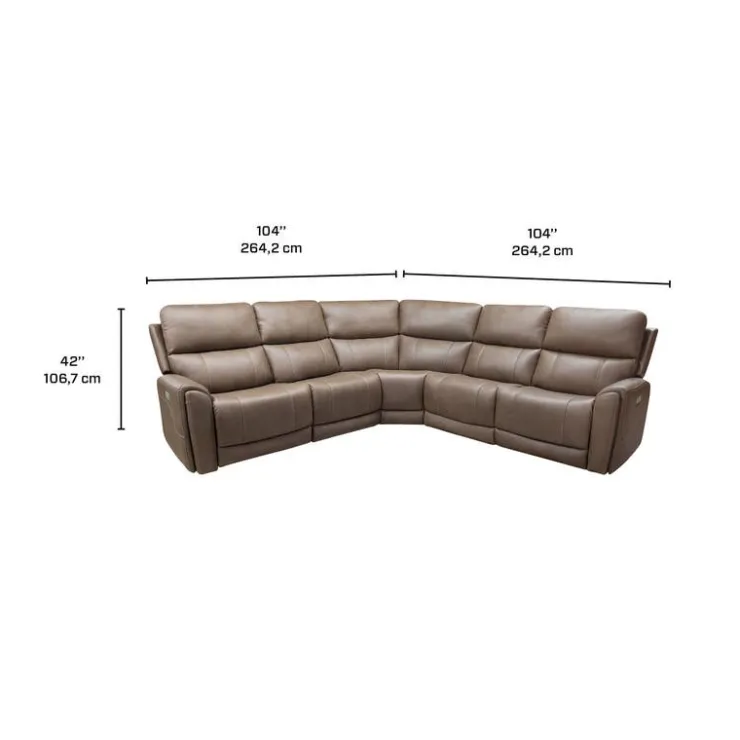 Power Modular Reclining Sectional - 5 pcs Cappuccino Online