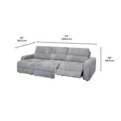 Power Modular Reclining Sofa with 1 Slider and Chaise - 3 pcs Grey Sale