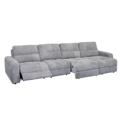 Power Modular Reclining Sectional with 1 Slider and Right-Side Chaise with Storage - 4 pcs Grey Discount