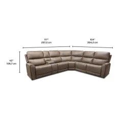 Power Modular Reclining Sectional with Console - 6 pcs Cappuccino Hot