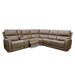 Power Modular Reclining Sectional with Console - 6 pcs Cappuccino Hot