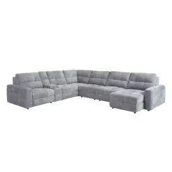 Power Modular Reclining Sectional with 2 Sliders, Right-Side Chaise with Storage, and Console - 7 pcs Grey Best