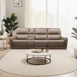 Power Modular Reclining Sofa with Console - 4 pcs Cappuccino Clearance