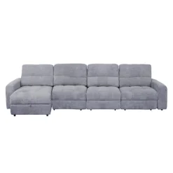 Power Modular Reclining Sectional with 1 Slider and Left-Side Chaise with Storage - 4 pcs Grey Clearance