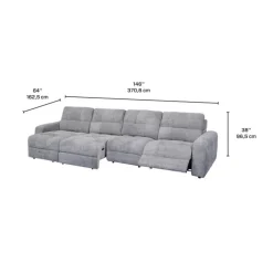 Power Modular Reclining Sectional with 1 Slider and Left-Side Chaise with Storage - 4 pcs Grey Clearance