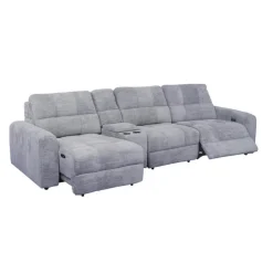 Power Modular Reclining Sofa with 1 Slider and Console - 4 pcs Grey Hot