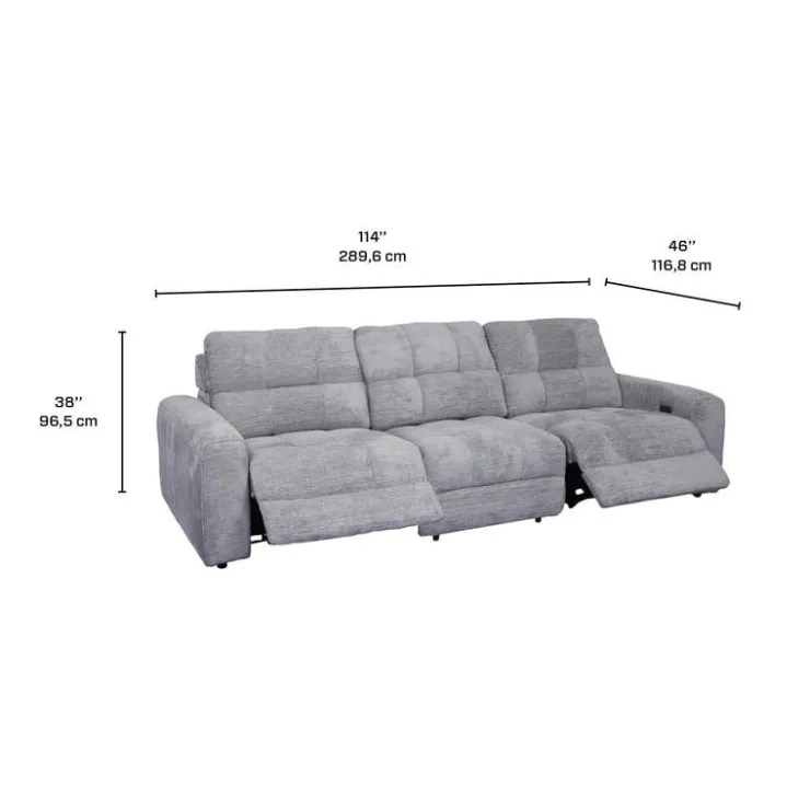 Power Modular Reclining Sofa - 3 pcs Grey Online
