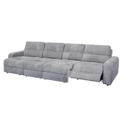 Power Modular Reclining Sectional with 2 Sliders and Left-Side Chaise with Storage - 4 pcs Grey Online