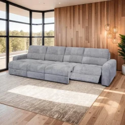 Power Modular Reclining Sectional with 2 Sliders and Left-Side Chaise with Storage - 4 pcs Grey Online