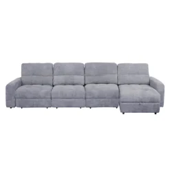 Power Modular Reclining Sectional with 2 Sliders and Right-Side Chaise with Storage - 4 pcs Grey
