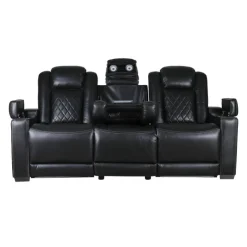 Power Modular Reclining Sofa and Drop-Down Backrest with Reading Lights - 3 pcs Black Online