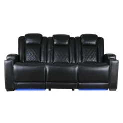 Power Modular Reclining Sofa and Drop-Down Backrest with Reading Lights - 3 pcs Black Online