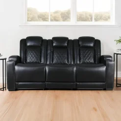 Power Modular Reclining Sofa and Drop-Down Backrest with Reading Lights - 3 pcs Black Online