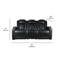 Power Modular Reclining Sofa and Drop-Down Backrest with Reading Lights - 3 pcs Black Online