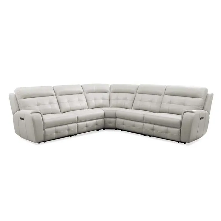 Power Modular Reclining Sectional with Fold-Down Backrest - 5 pcs Beige/Light Grey New