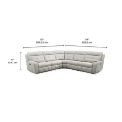 Power Modular Reclining Sectional with Fold-Down Backrest - 5 pcs Beige/Light Grey New