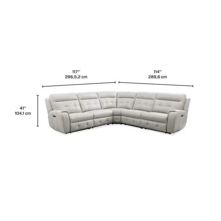 Power Modular Reclining Sectional with Fold-Down Backrest - 5 pcs Beige/Light Grey New
