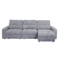 Power Modular Reclining Sofa with 1 Slider and Chaise - 3 pcs Grey Hot