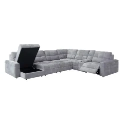 Power Modular Reclining Sectional with 2 Sliders, Left-Side Chaise with Storage, and Console - 7 pcs Grey Online
