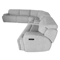 Power Modular Sectional and Console with Built-In Audio System - 6 pcs Grey
