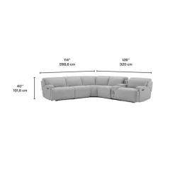Power Modular Sectional and Console with Built-In Audio System - 6 pcs Grey